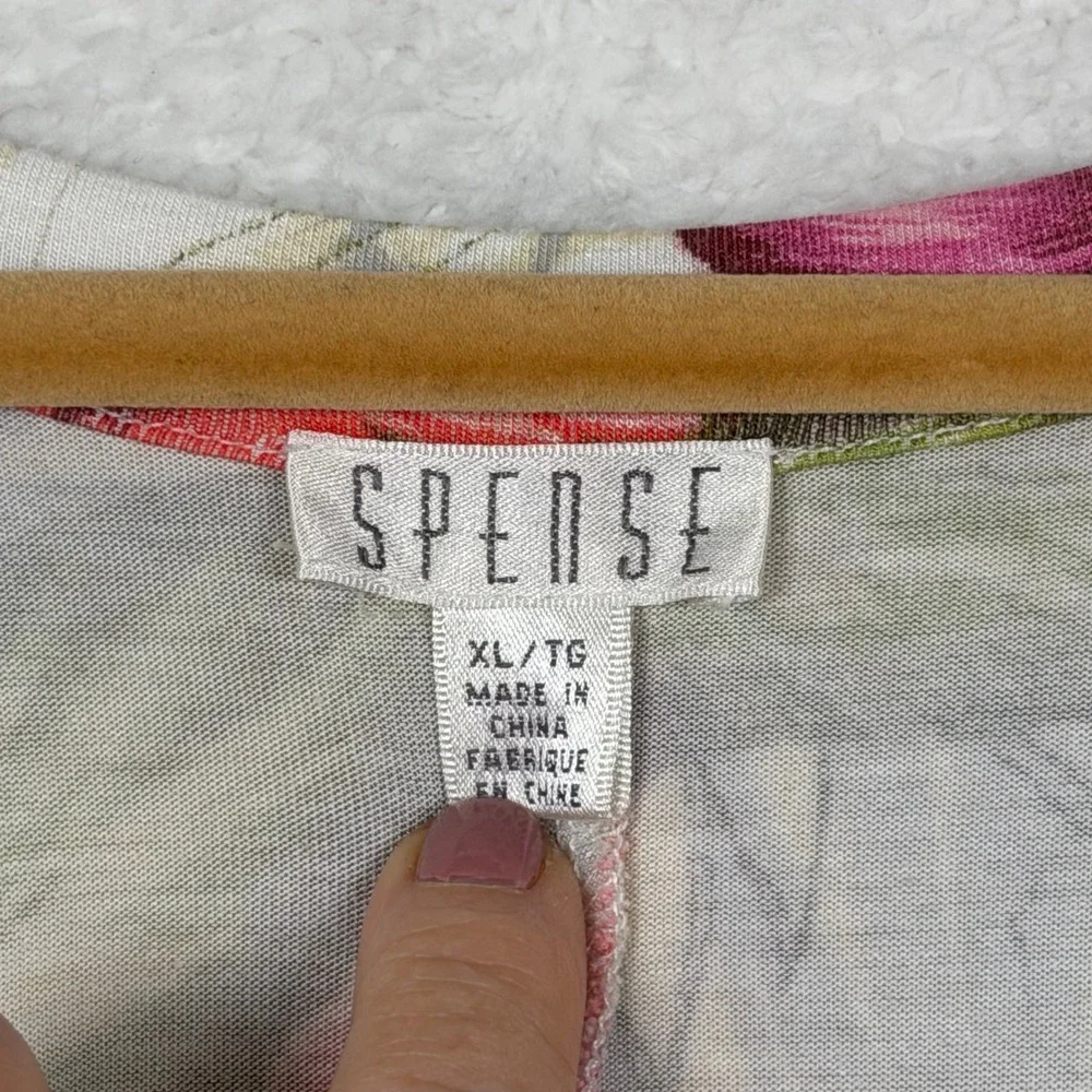 Spense Tropical Floral Dress Women XL Multicolor Shift Hibiscus Ladder Lace Trim - Picture 2 of 10